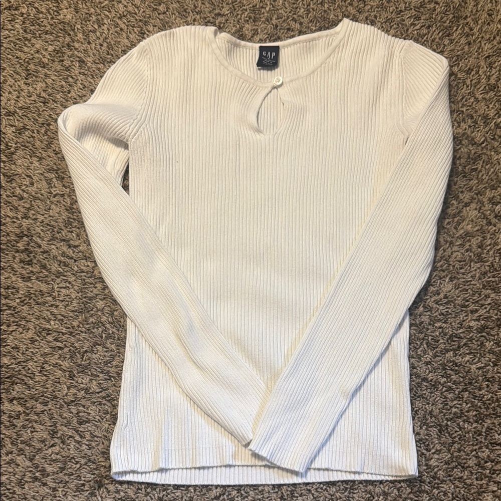 GAP Ivory Ribbed Knit Long Sleeve